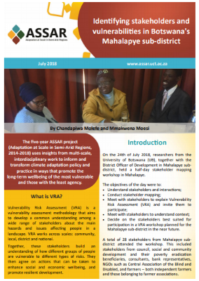 Identifying stakeholders and vulnerabilities in Botswana's Mahalapye sub-district