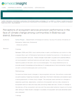 Perceptions of ecosystem services provision performance in the face of climate change among communities in Bobirwa sub-district, Botswana