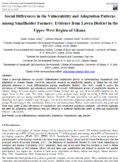 Social differences in the vulnerability and adaptation patterns among smallholder farmers: evidence from Lawra District in the Upper West Region of Ghana